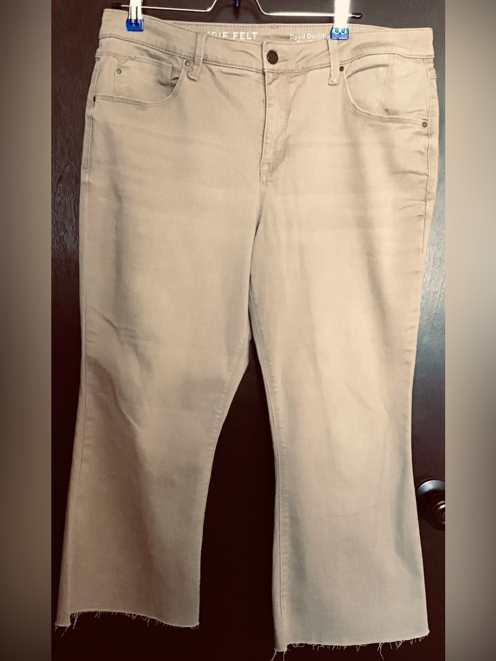 Laurie Felt Tan Distressed Cropped Flare